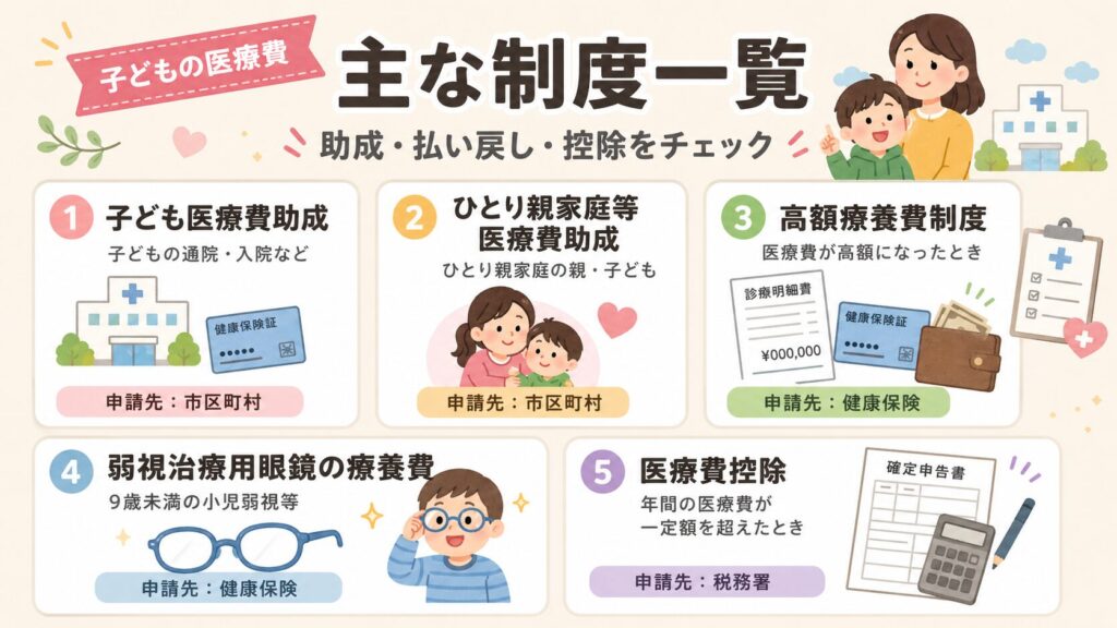 子どもの医療費に使える制度一覧