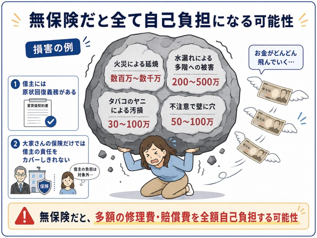 無保険のリスクをまとめた図解