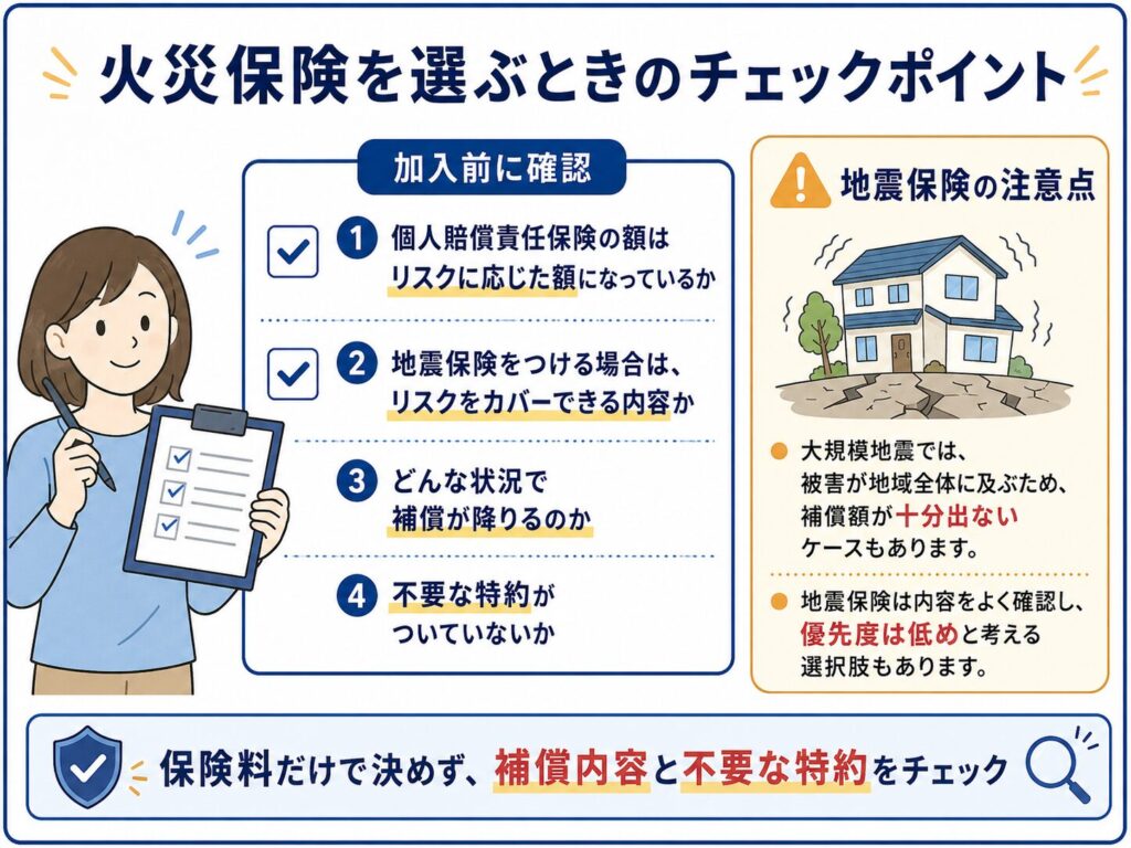 火災保険選びのチェックポイント(図解)